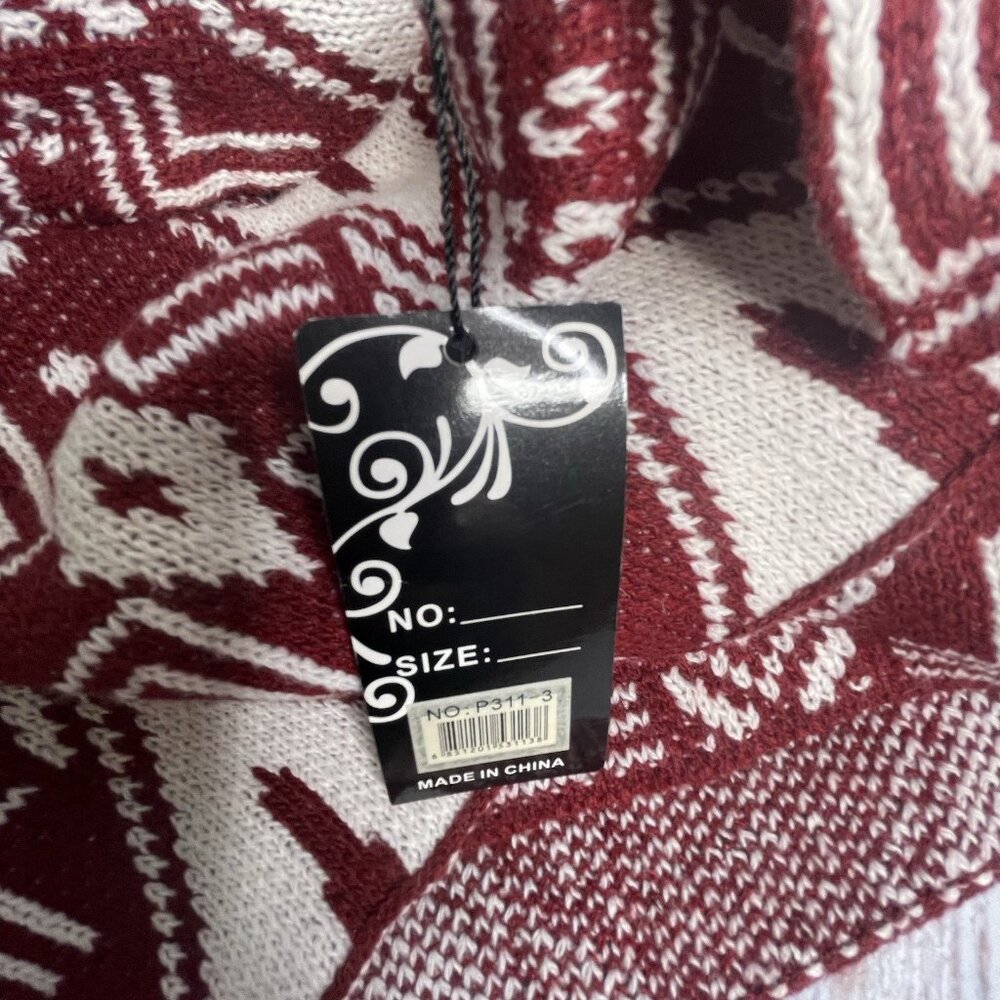 GM Aztec Print Poncho Sweater One Size Cowl Turtleneck Tribal Southwestern Boho - Picture 8 of 12